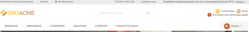 Accès à la commande rapide orocommerce