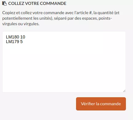 Commande rapide copier coller ecommerce B2B