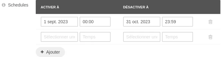 Grille tarifaire programmée