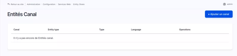Ajouter/Editer canaux entity share