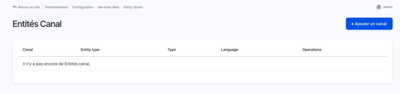 Ajouter/Editer canaux entity share