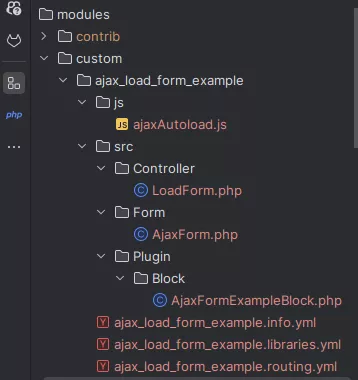 Fichier de code montrant la structure d'un projet avec des dossiers et des fichiers.
