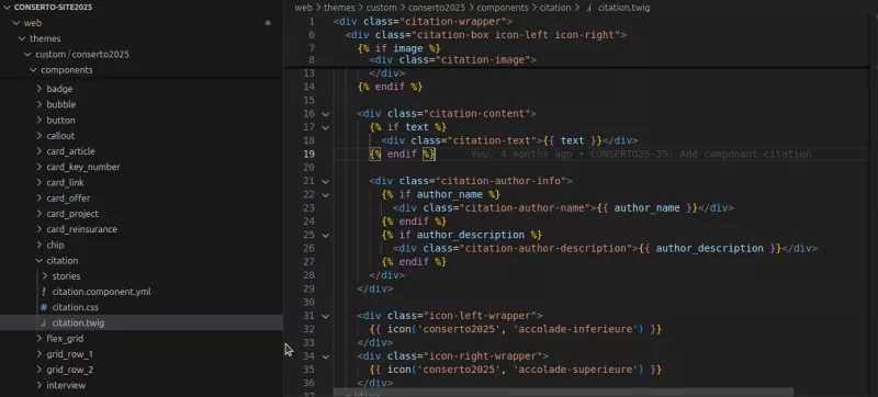 Code d'un composant