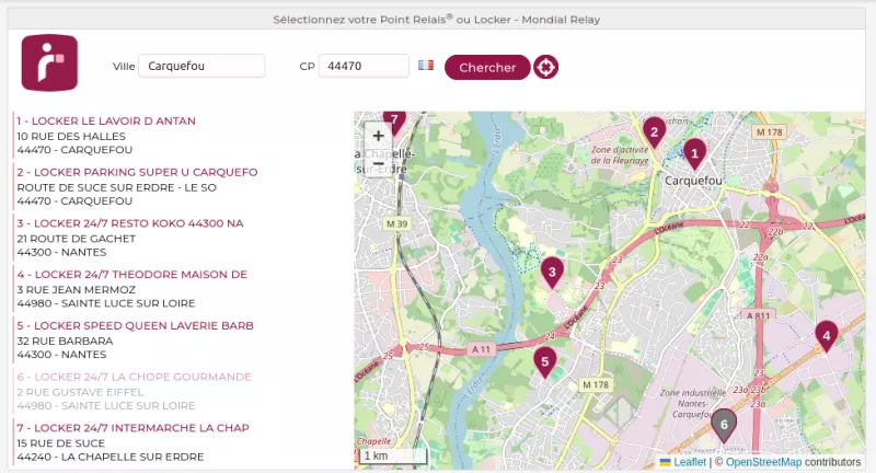 Widget commerce shipping mondial relay