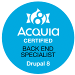 Acquia Certified Drupal 8 Back End Specialist badge